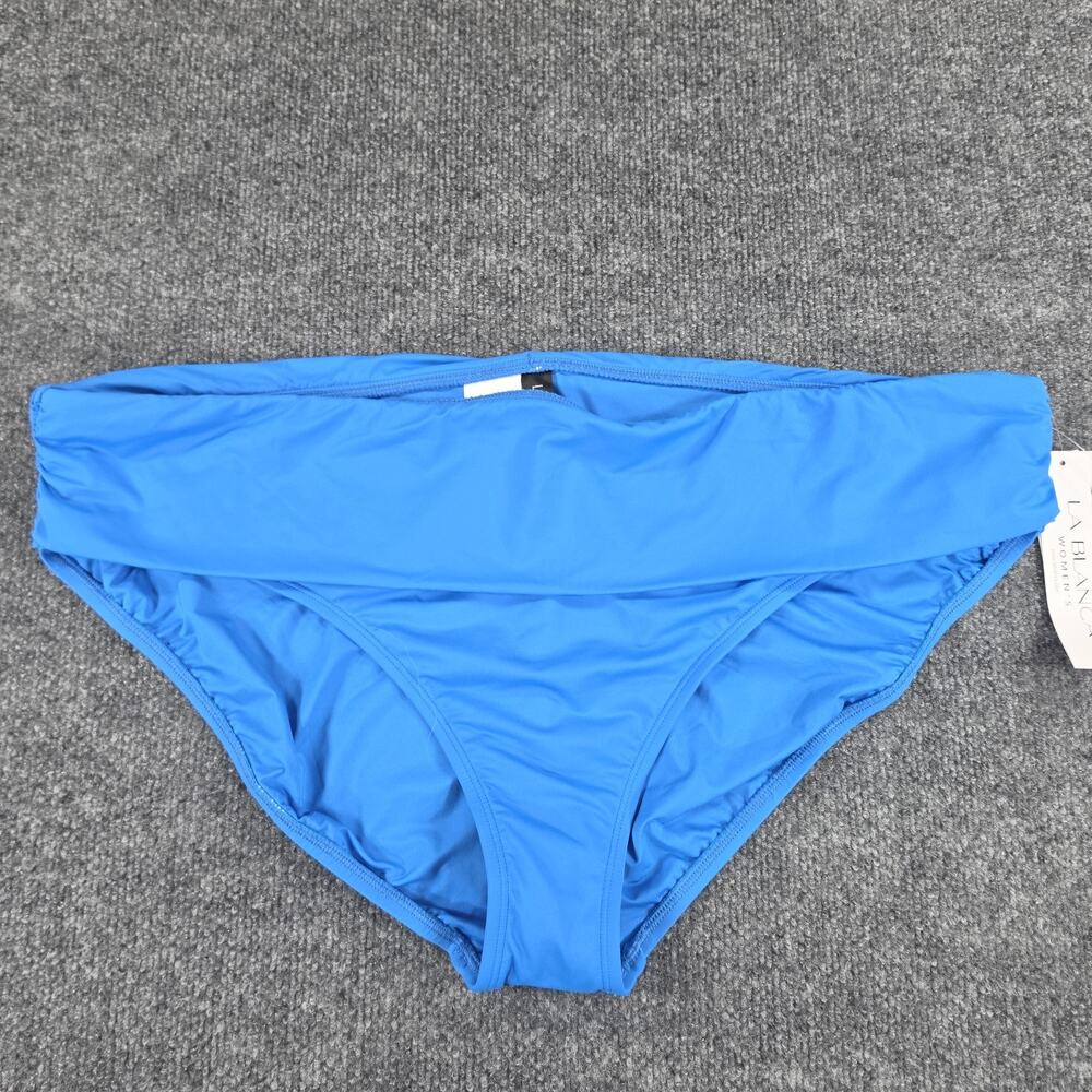 La Blanca Women's Plus Size 20W Tummy Control Foldover Bikini Bottom Blue